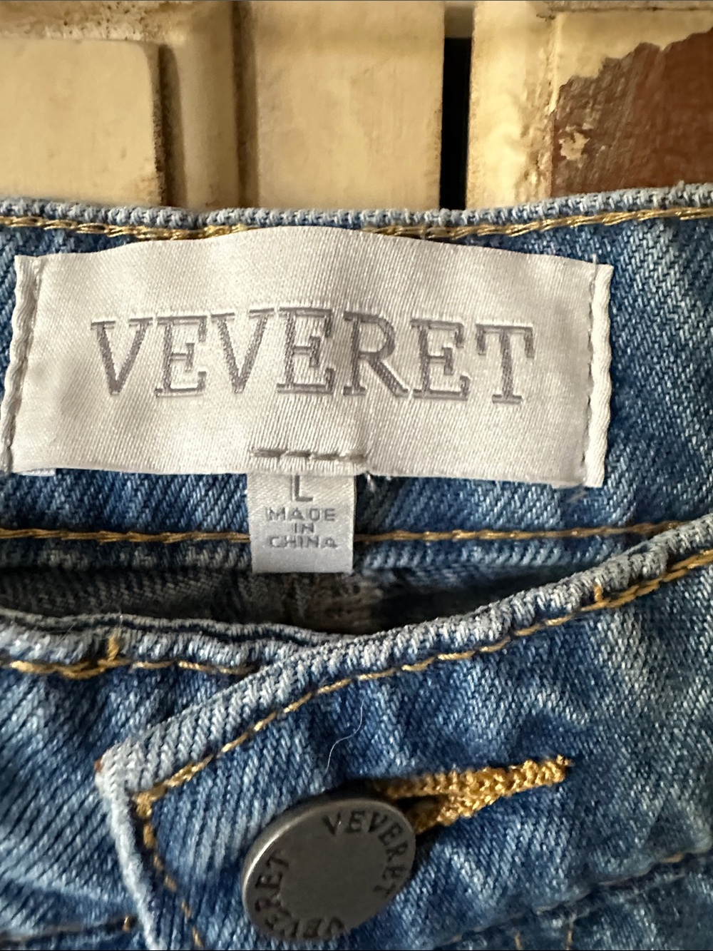Veveret Light Blue Denim Jean Shorts - High-Waist Wide Leg Culottes size Large - Picture 2 of 3